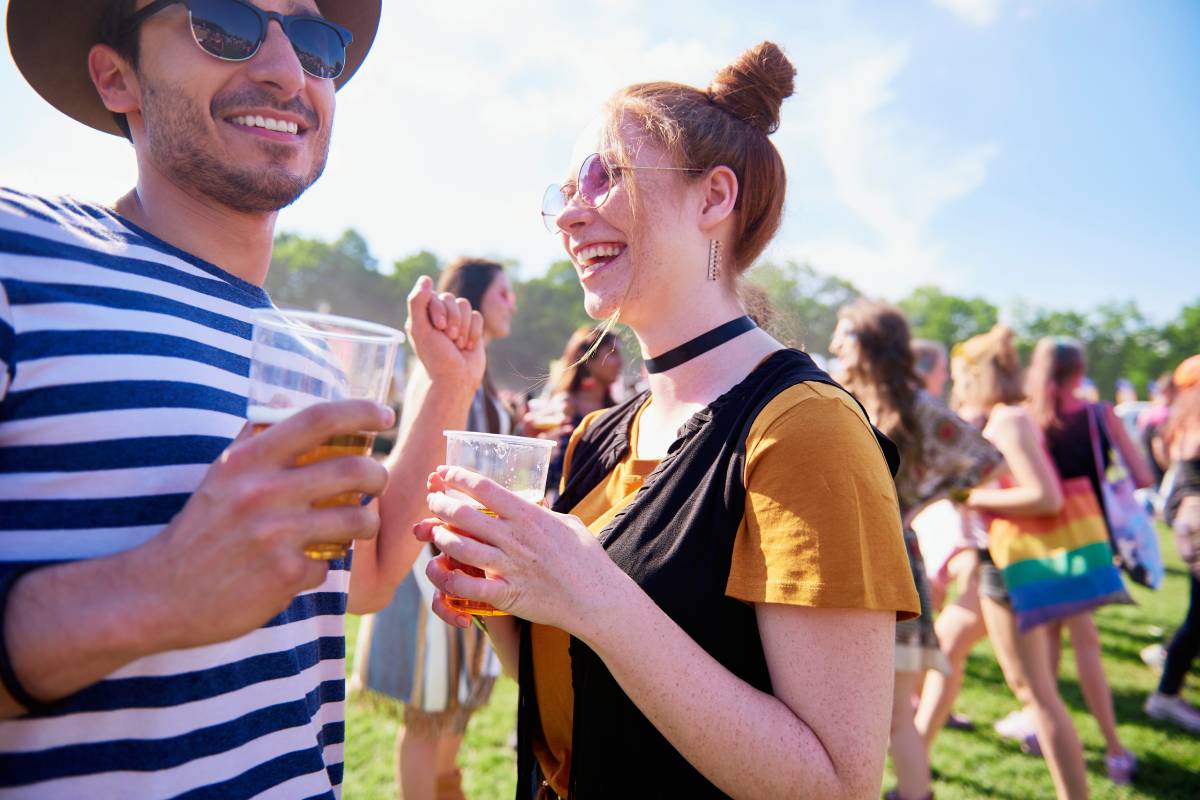 Young couple have good party at the festival