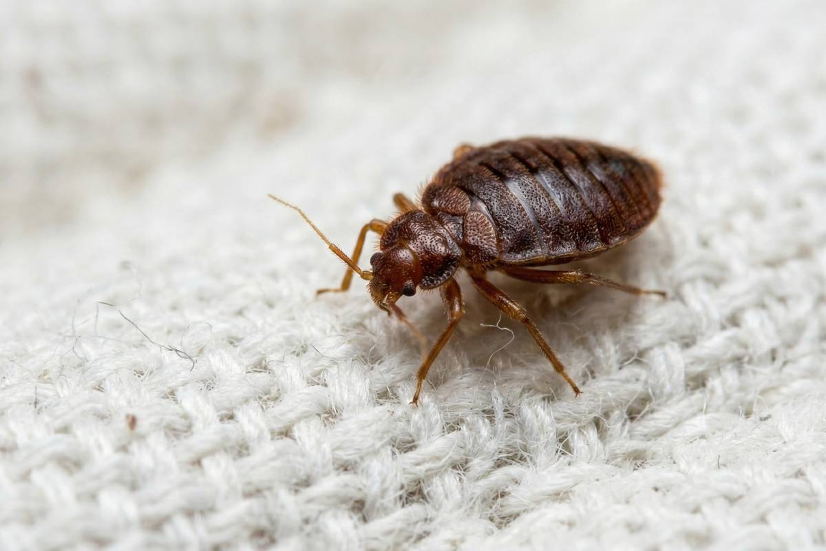 adult bed bug size and colour on mattress